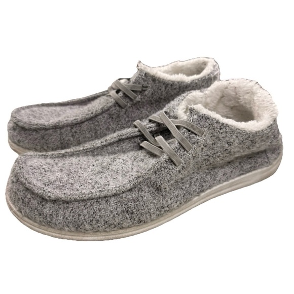 Tommy Bahama Men Faux Fur Lined Moccasins Size 9.5 Gray Slip On Slippers Loafers - Picture 2 of 10